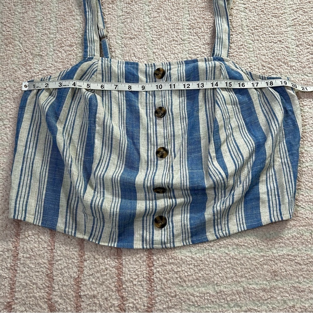 NWT Torrid Blue and Tan Striped Linen Blend Cropped Tank Top Size 1-14/16 - Picture 5 of 11